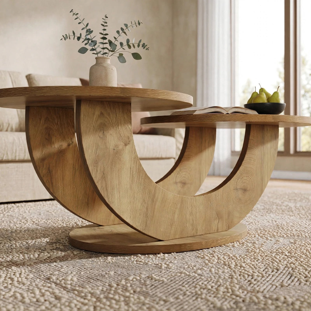 Table basse gigogne 2 plateaux effet chêne