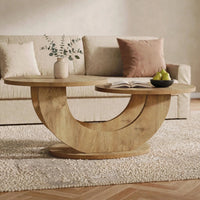 Table basse gigogne 2 plateaux effet chêne