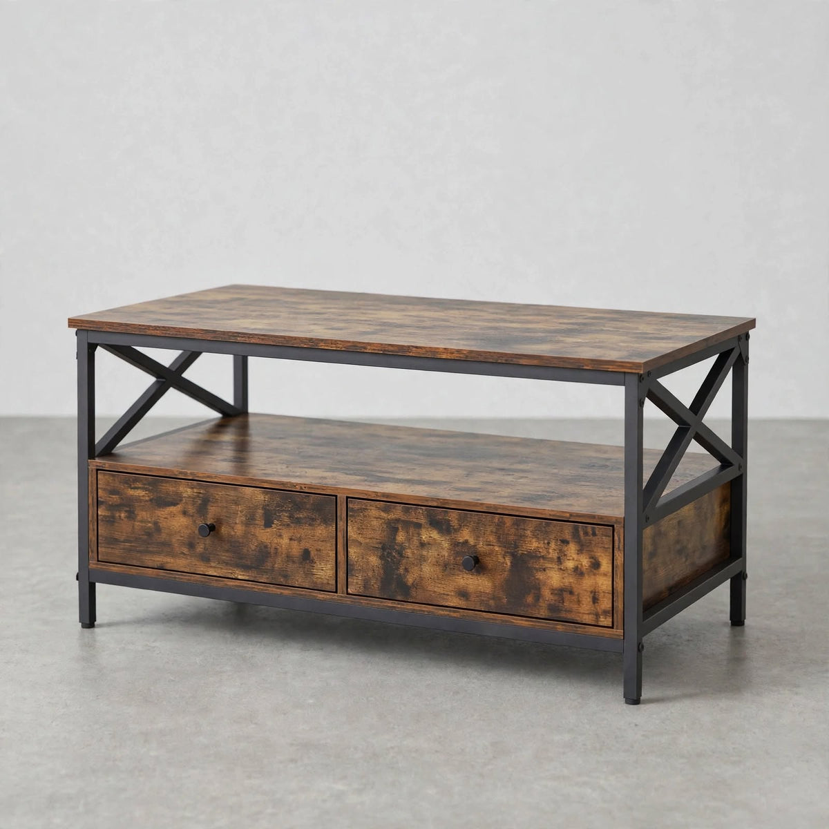 Table basse industrielle 2 tiroirs