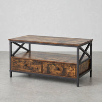 Table basse industrielle 2 tiroirs