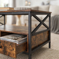 Table basse industrielle 2 tiroirs