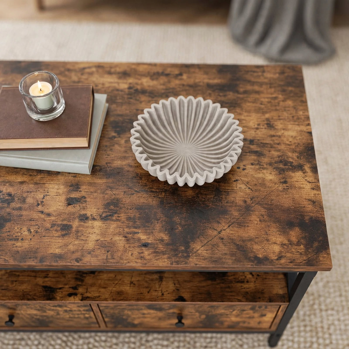 Table basse industrielle 2 tiroirs