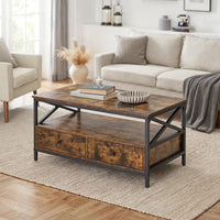 Table basse industrielle 2 tiroirs