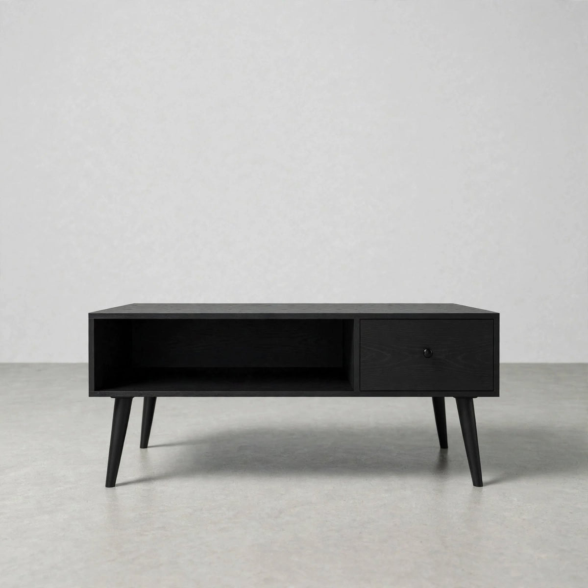 Table basse noire avec tiroir