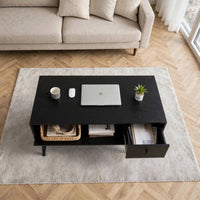 Table basse noire avec tiroir