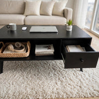 Table basse noire avec tiroir