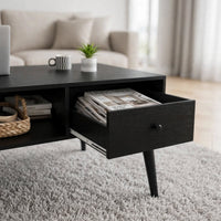 Table basse noire avec tiroir