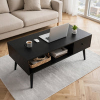 Table basse noire avec tiroir