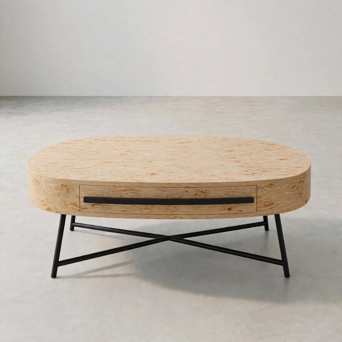 Table basse ovale avec tiroir