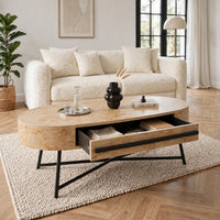 Table basse ovale avec tiroir