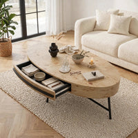 Table basse ovale avec tiroir