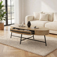 Table basse ovale avec tiroir