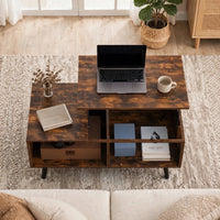 Table basse relevable effet bois rustique