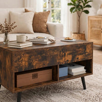 Table basse relevable effet bois rustique