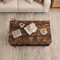 Table basse relevable effet bois rustique