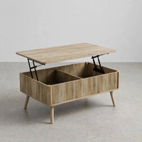 Table basse relevable effet chêne