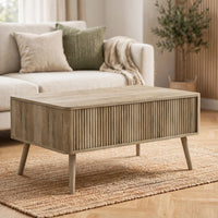 Table basse relevable effet chêne
