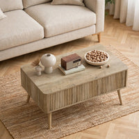 Table basse relevable effet chêne