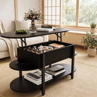 Table basse relevable ovale noire