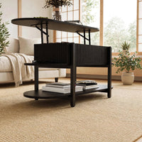 Table basse relevable ovale noire