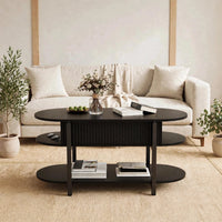 Table basse relevable ovale noire