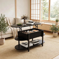 Table basse relevable ovale noire