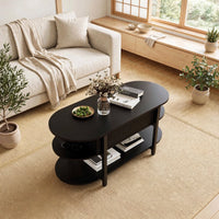 Table basse relevable ovale noire