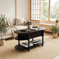 Table basse relevable ovale noire