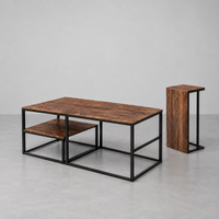 Table basse effet bois avec étagères