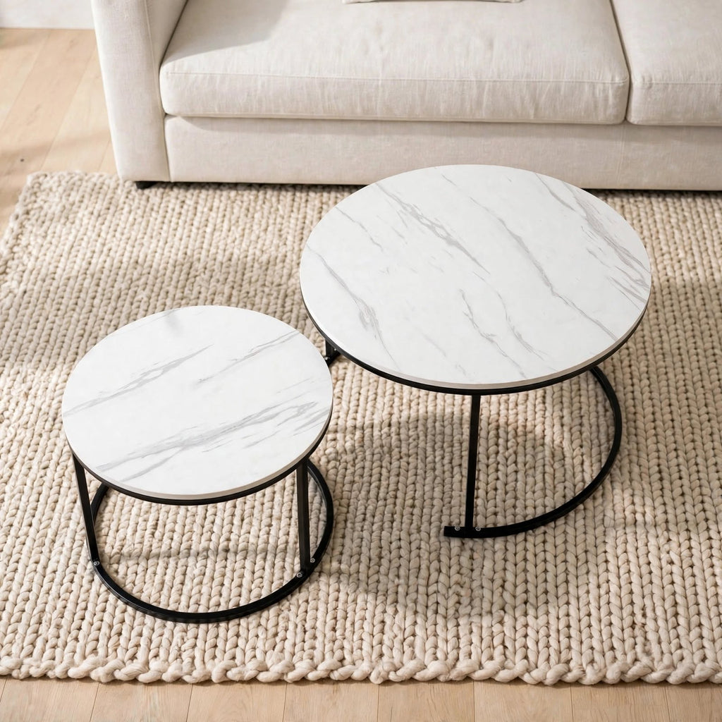 Tables gigognes rondes effet marbre