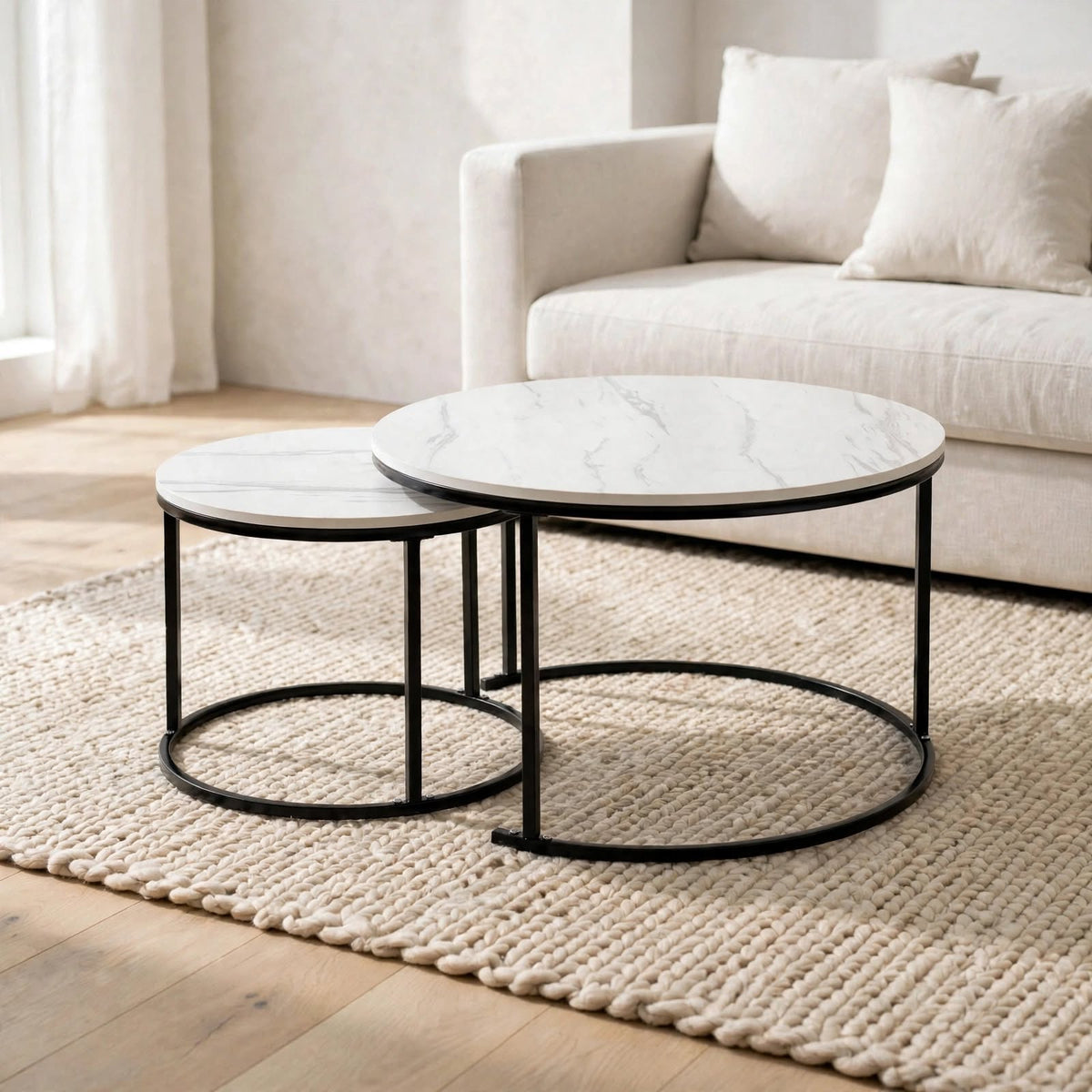 Tables gigognes rondes effet marbre