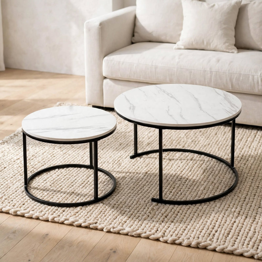 Tables gigognes rondes effet marbre