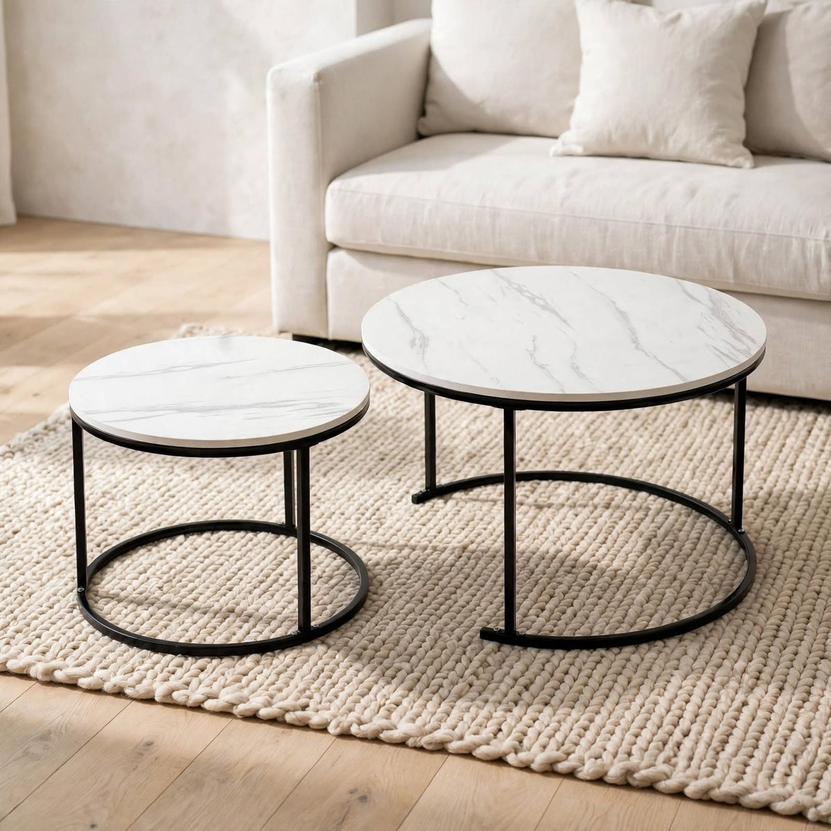 Tables gigognes rondes effet marbre