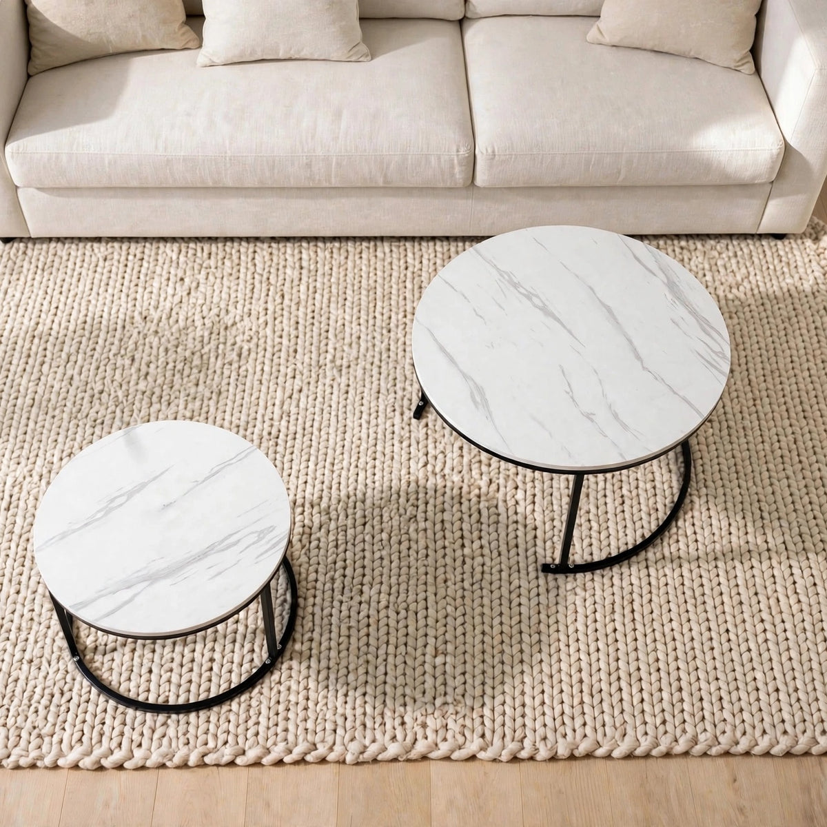 Tables gigognes rondes effet marbre