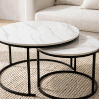 Tables gigognes rondes effet marbre