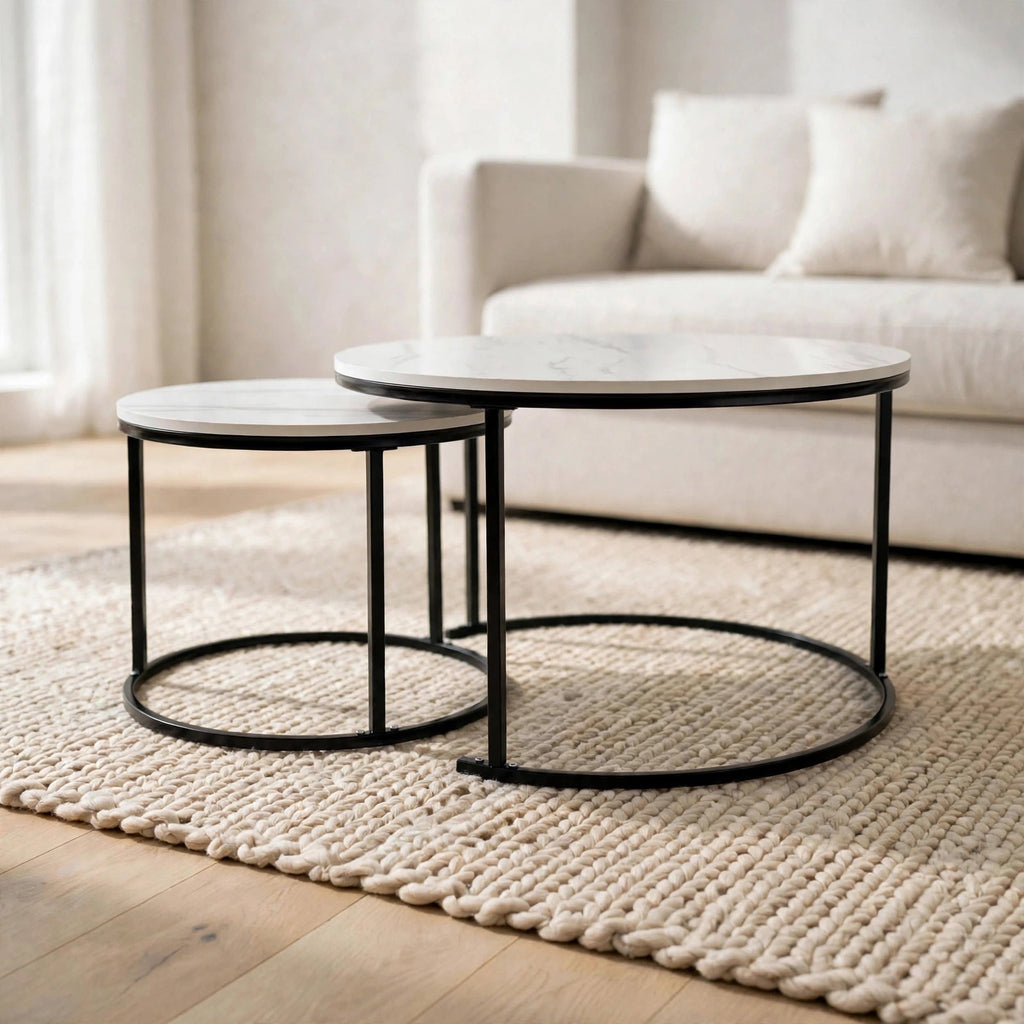 Tables gigognes rondes effet marbre