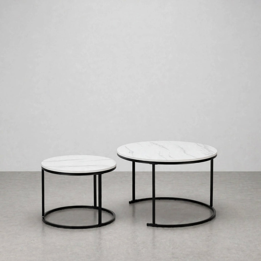 Tables gigognes rondes effet marbre
